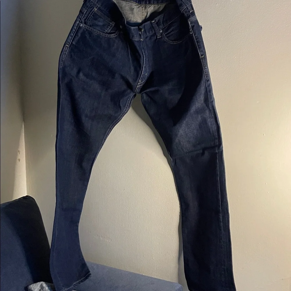 Levi's 514 Slim Straight Dark Wash Denim Snap Flap Double Pockets Size 36X32